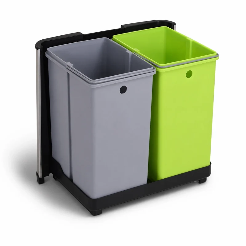 Poubelle de Tri Sélectif Cuisine TRINOVA 72L – Gris Inox