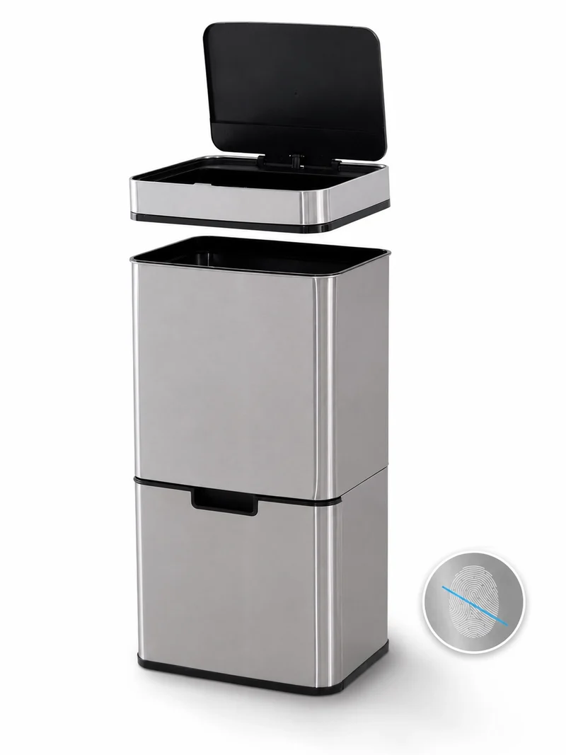 Poubelle de Tri Sélectif Cuisine TRINOVA 72L – Gris Inox