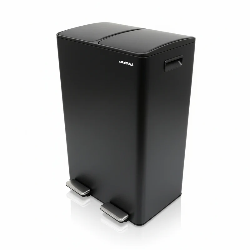Poubelle Double Compartiment 2 x 30L, Pédales Métal, 2 Seaux Plastique, Fermeture Douceur, Hermétique