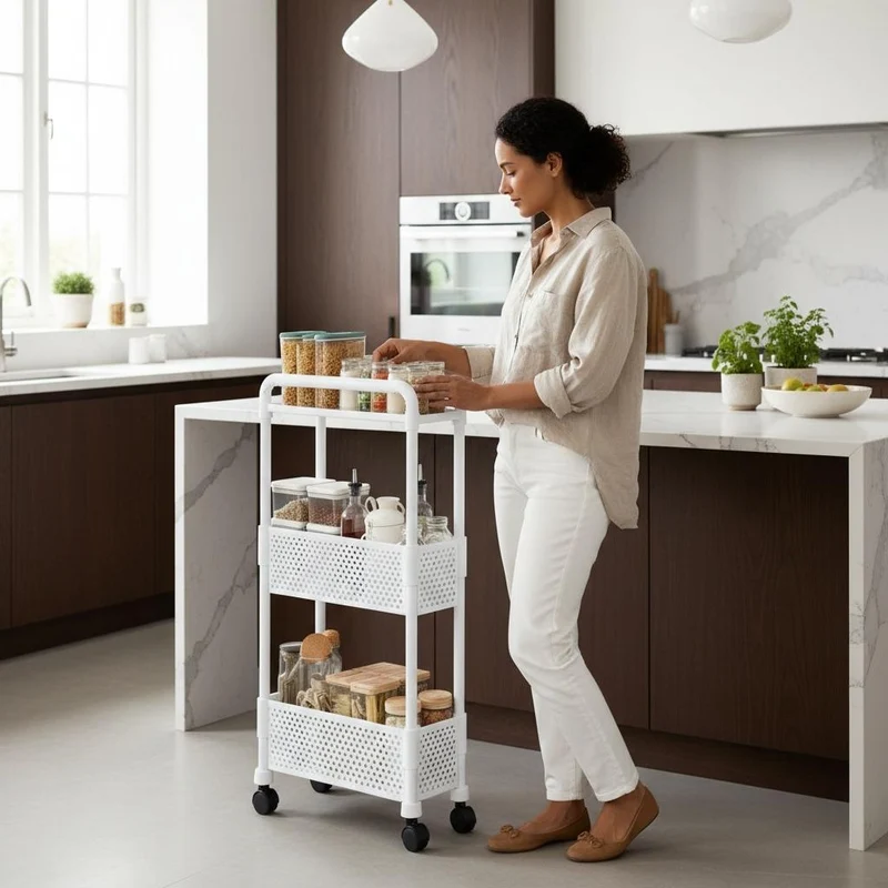 DESSERTE CUISINE A ROULETTES | SlimSpace™ Largeur 20 cm