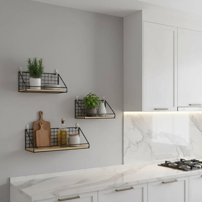 ETAGERE MURALE CUISINE BOIS | Atelier Mural™