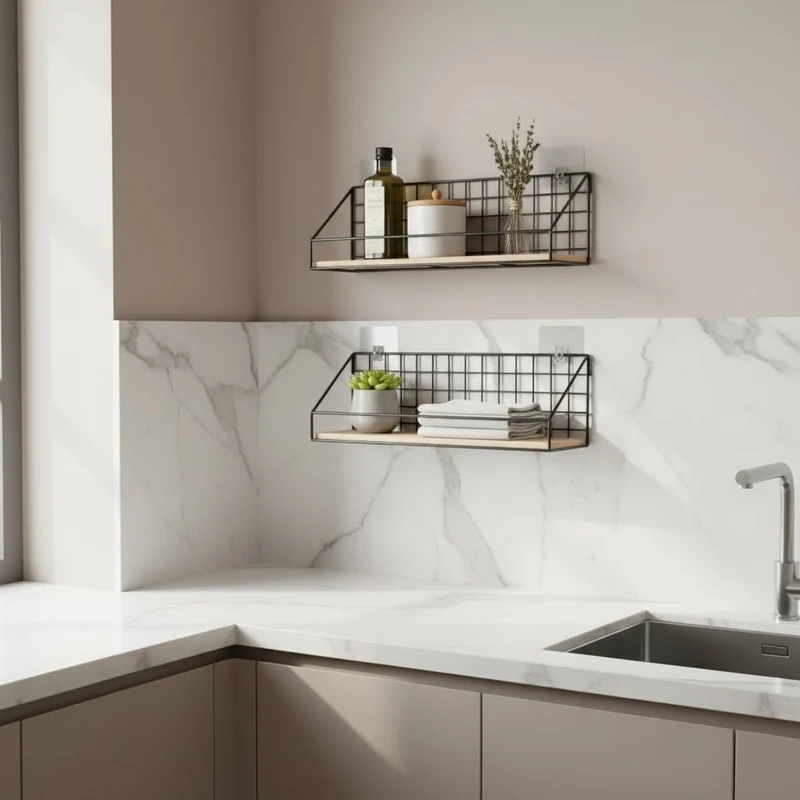 ETAGERE MURALE CUISINE BOIS | Atelier Mural™