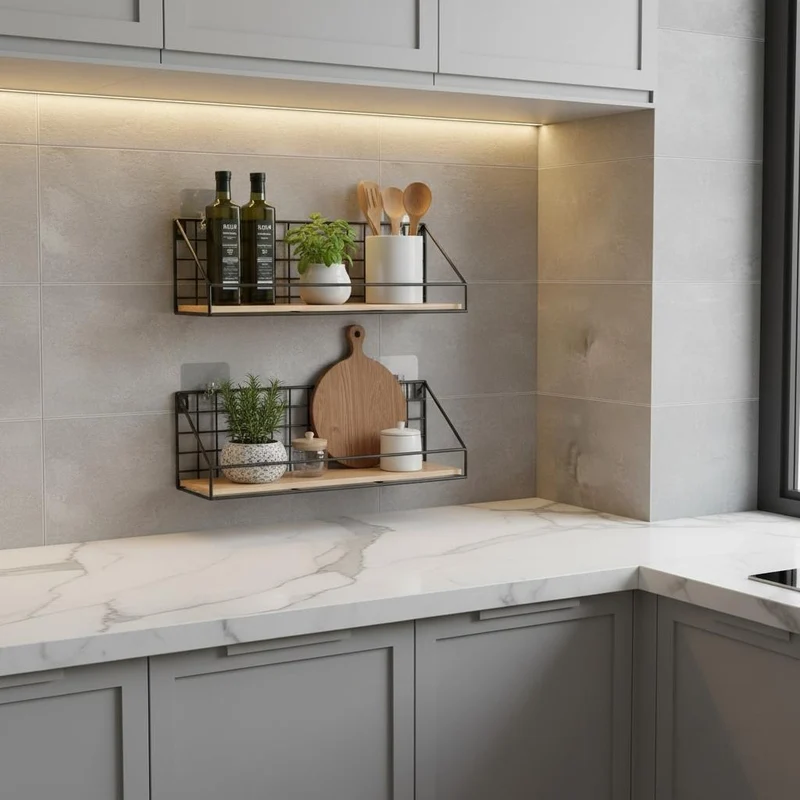 ETAGERE MURALE CUISINE BOIS | Atelier Mural™