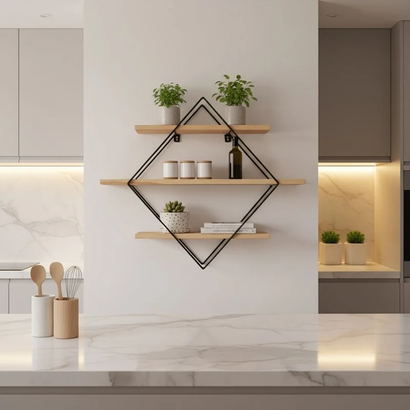 ETAGERE MURALE EN BOIS POUR CUISINE | Diamora™ 3 Niveaux