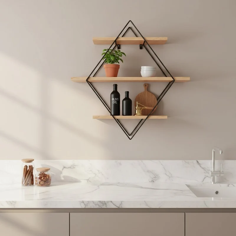 ETAGERE MURALE EN BOIS POUR CUISINE | Diamora™ 3 Niveaux