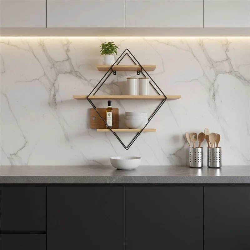 ETAGERE MURALE EN BOIS POUR CUISINE | Diamora™ 3 Niveaux