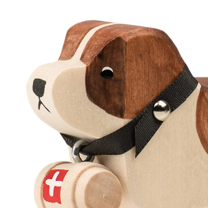 Trauffer Hund Barry mit Fässchen Holztier