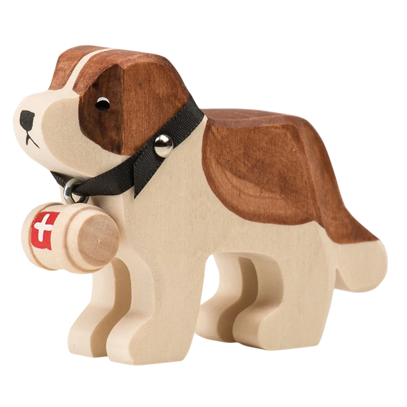 Trauffer Hund Barry mit Fässchen Holztier
