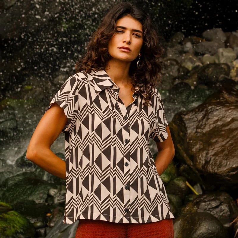 Adult Bluse Orla Foxtrot Beige Brown-Black