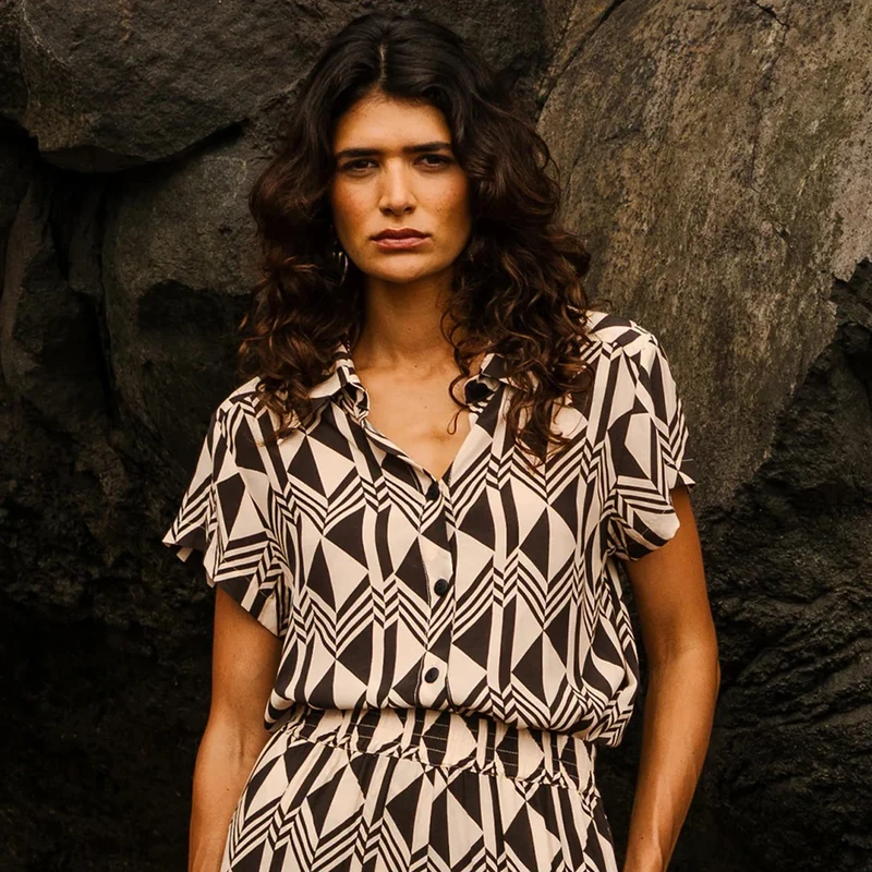 Adult Bluse Orla Foxtrot Beige Brown-Black