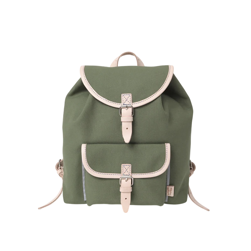 Kinderrucksack Georgie Oliv, Leder Natur