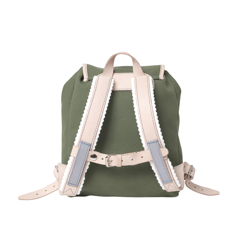 Kinderrucksack Georgie Oliv, Leder Natur