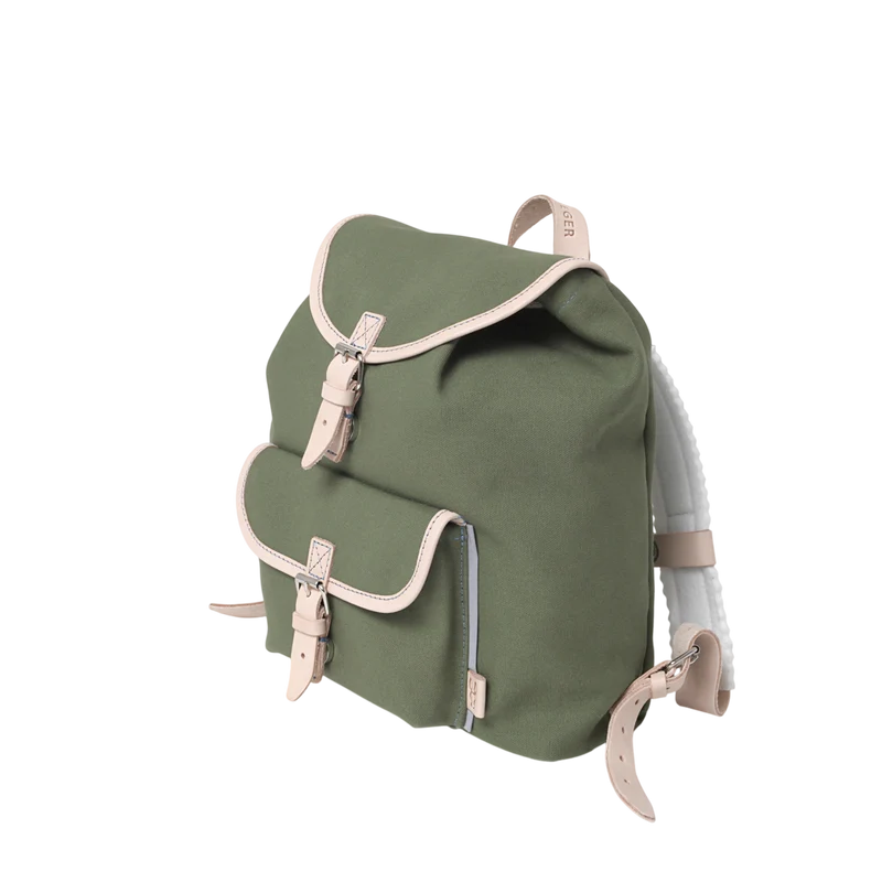 Kinderrucksack Georgie Oliv, Leder Natur