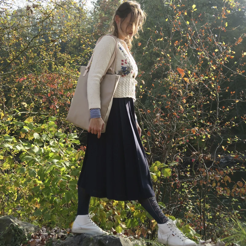 Shopper Sam Sand, Leder Natur