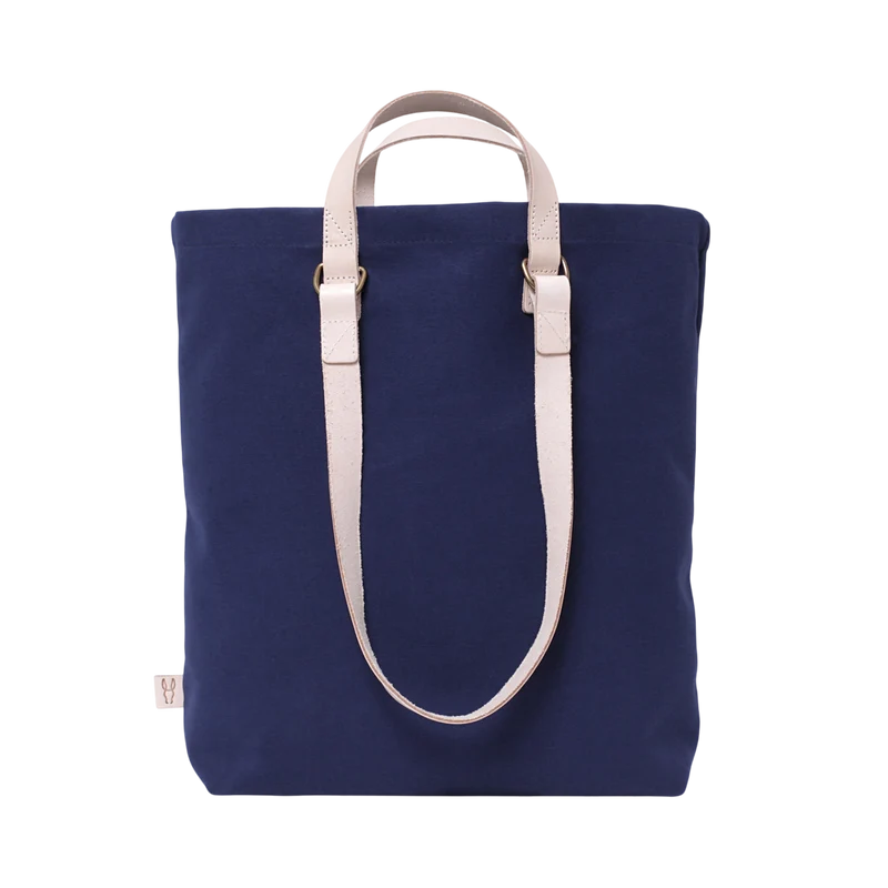 Shopper Sam Navy, Leder Natur