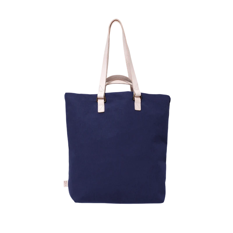 Shopper Sam Navy, Leder Natur