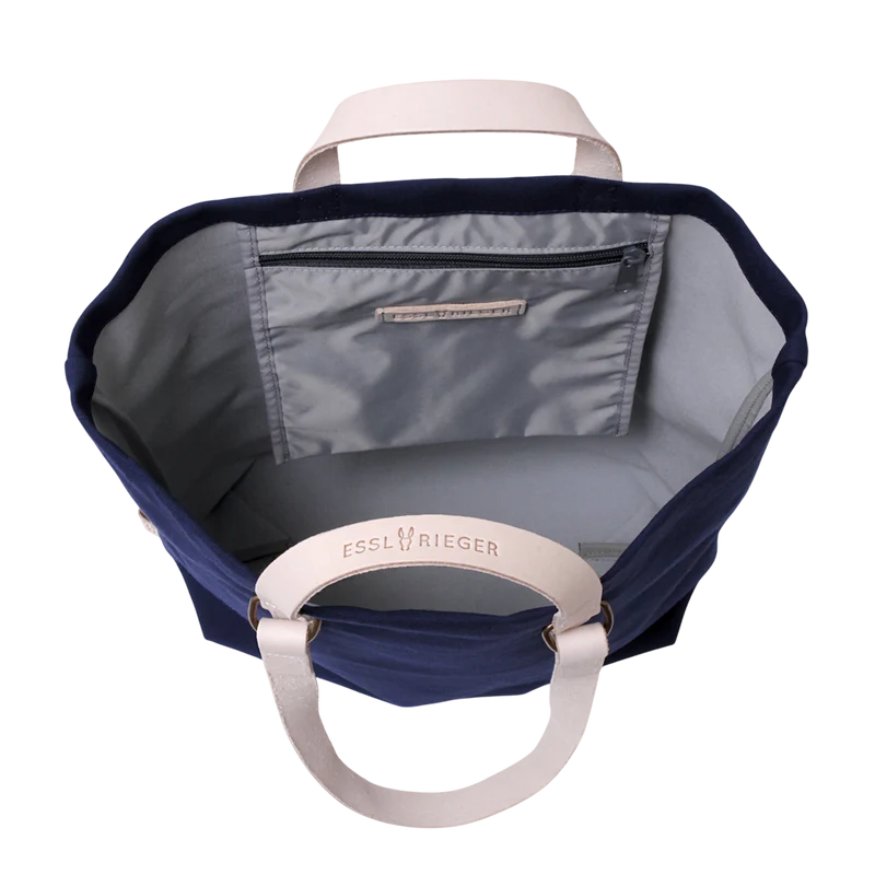 Shopper Sam Navy, Leder Natur