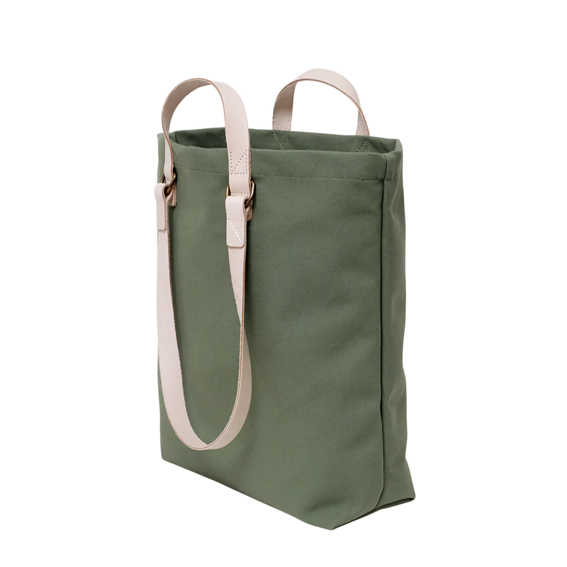 Shopper Sam Oliv, Leder Natur