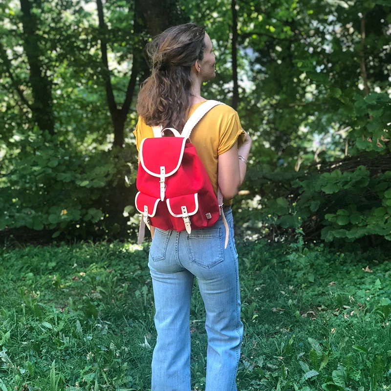 Rucksack Georgia Leder Natur Rot