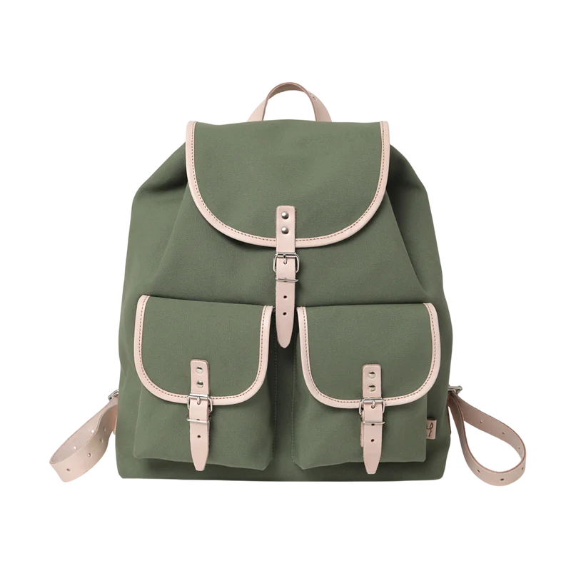 Rucksack Georg Oliv, Leder Natur