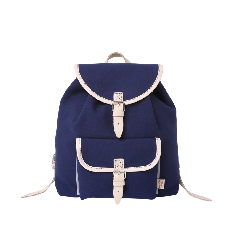 Kinderrucksack Georgie Navy, Leder Natur
