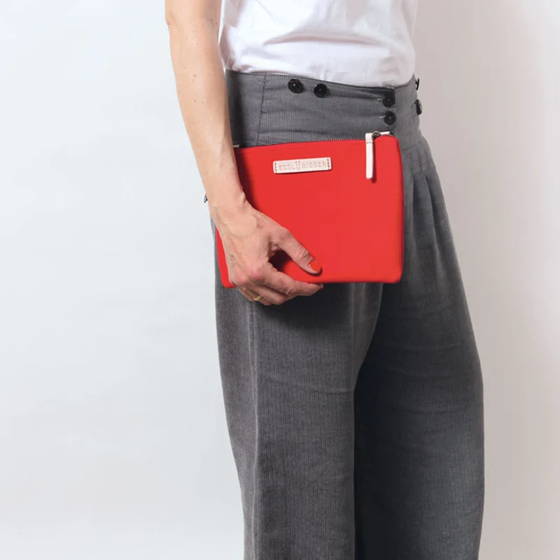 Clutch Charlie Rot, Leder Natur