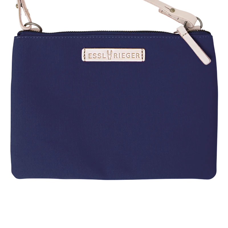 Clutch Charlie Navy, Leder Natur