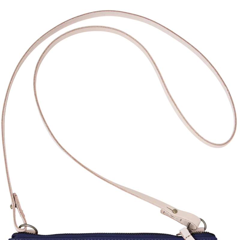 Clutch Charlie Navy, Leder Natur