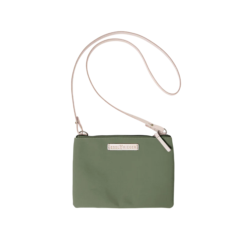 Clutch Charlie Oliv, Leder Natur