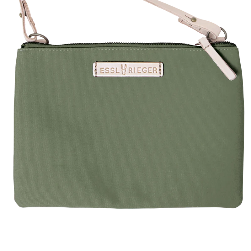 Clutch Charlie Oliv, Leder Natur