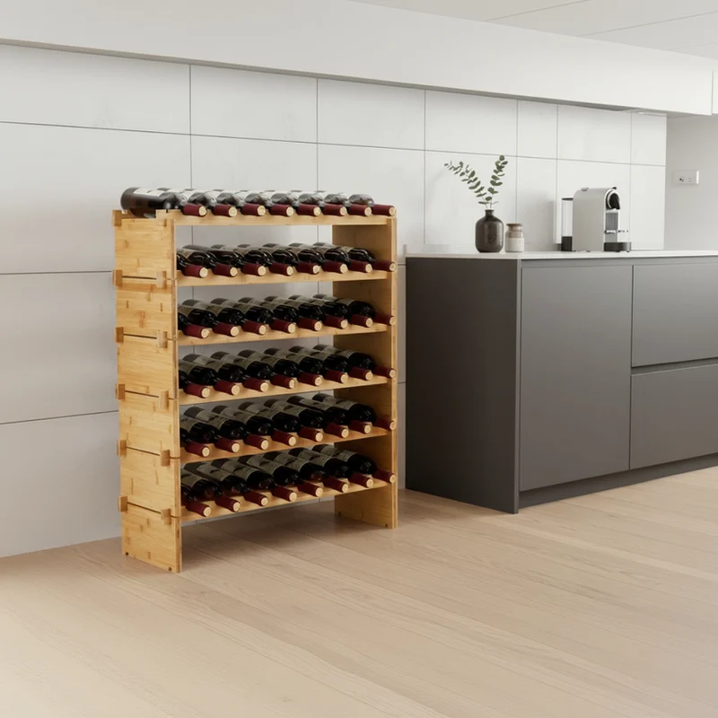 MEUBLE POUR RANGER BOUTEILLE | BambooRack™ 48 Bouteilles