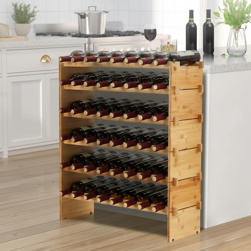 MEUBLE POUR RANGER BOUTEILLE | BambooRack™ 48 Bouteilles