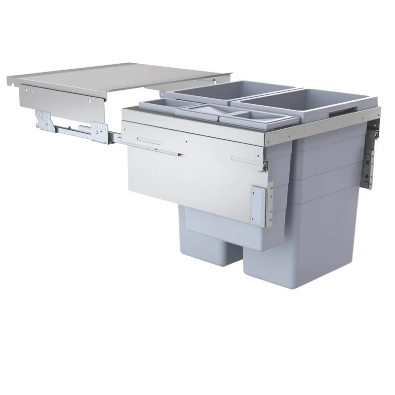 Poubelle grande capacité 4 bacs 90 L pour meuble de 600 mm