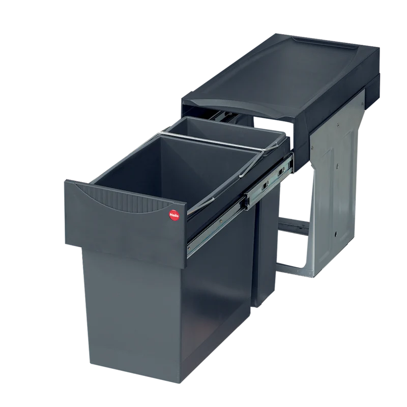 Poubelle tri 2 bacs 31 L pour meuble de 300 mm