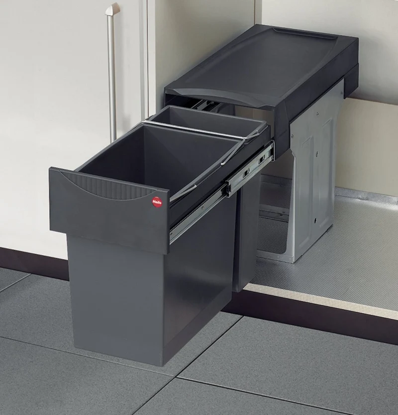 Poubelle tri 2 bacs 31 L pour meuble de 300 mm