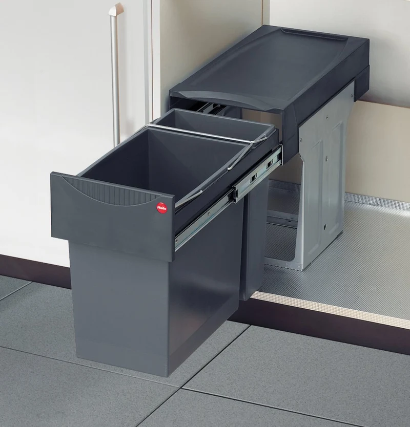 Poubelle tri 2 bacs 31 L pour meuble de 300 mm