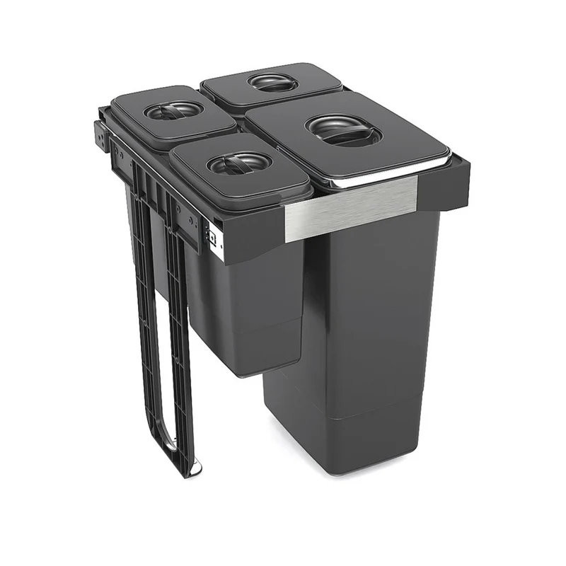 Poubelle sous évier 4 bacs 47 L pour meuble de 450 mm, SOFT