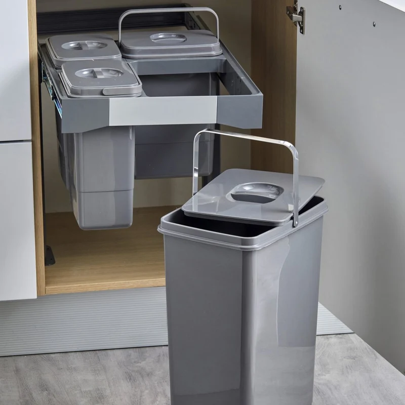 Poubelle sous évier 4 bacs 47 L pour meuble de 450 mm, SOFT
