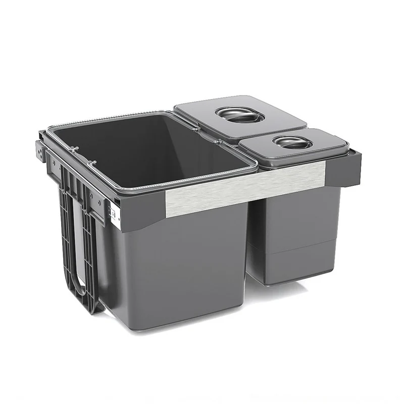 Poubelle sous-évier 3 bacs 56 L pour meuble de 600 mm, SOFT