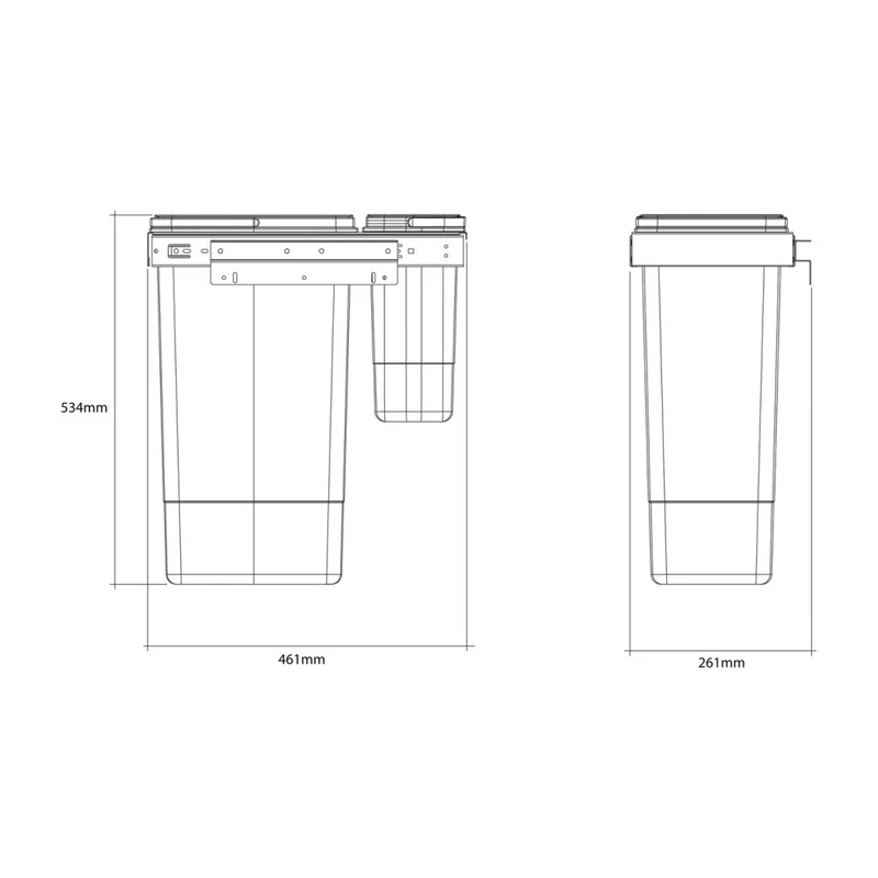 Poubelle tri 2 bacs 33 L pour meuble de 300 mm, cadre inox