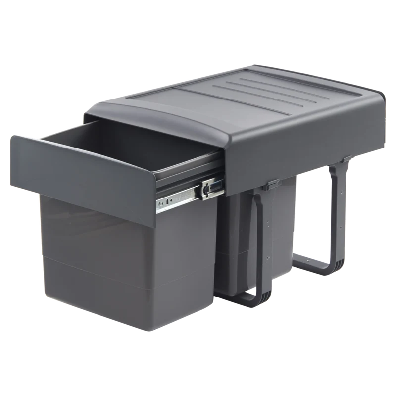Poubelle tri 2 bacs 30 L pour meuble de 400 mm, SOFT