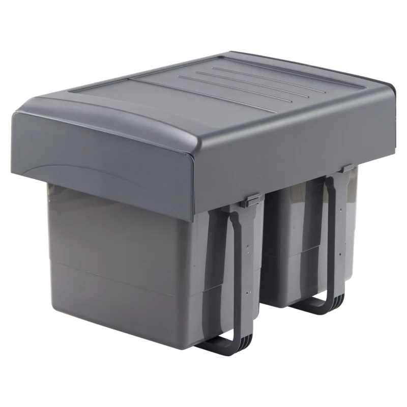 Poubelle tri 2 bacs 30 L pour meuble de 400 mm, SOFT
