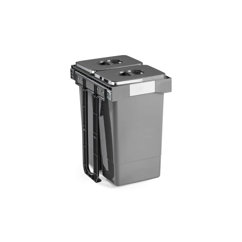 Poubelle sous-évier 2 bacs 52 L pour meuble de 400 mm, SOFT