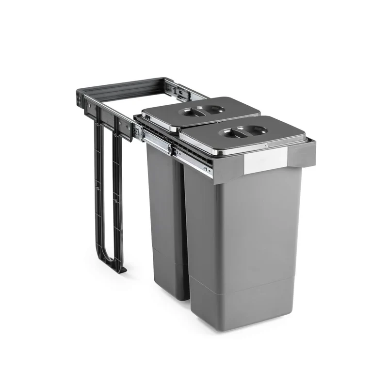 Poubelle sous-évier 2 bacs 52 L pour meuble de 400 mm, SOFT