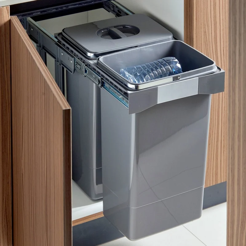 Poubelle sous-évier 2 bacs 52 L pour meuble de 400 mm, SOFT