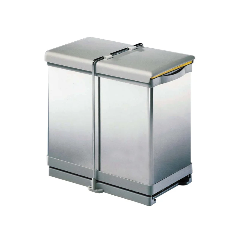 Poubelle tri 2 bacs 28 L pour meuble de 400 mm, inox automatique