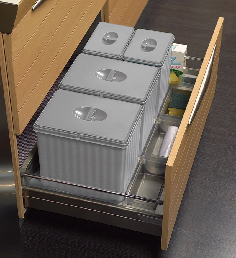Collecteur de tri 4 bacs 41 L pour tiroir de 900 mm
