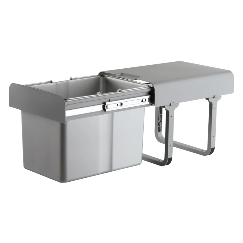 Poubelle 1 bac 34 L pour meuble de 400 mm, gris