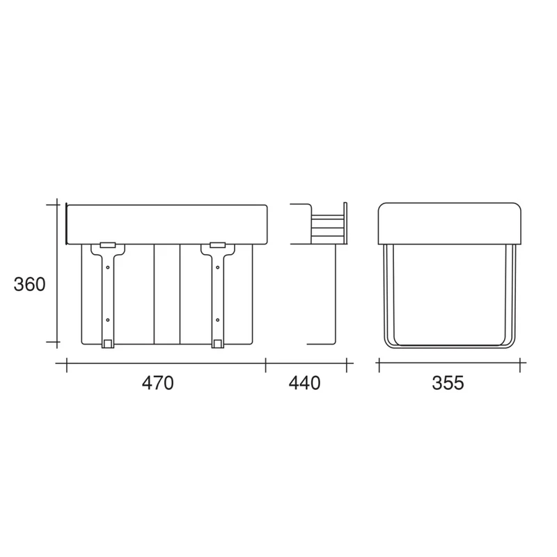 Poubelle tri 3 bacs 32 L pour meuble de 400 mm