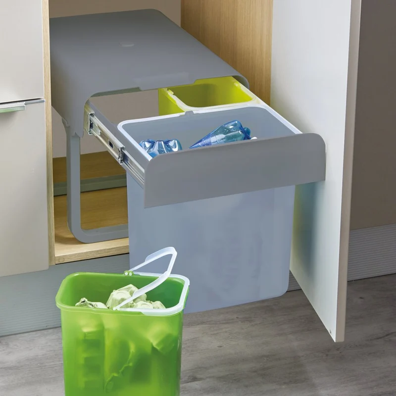 Poubelle tri 3 bacs 32 L pour meuble de 400 mm